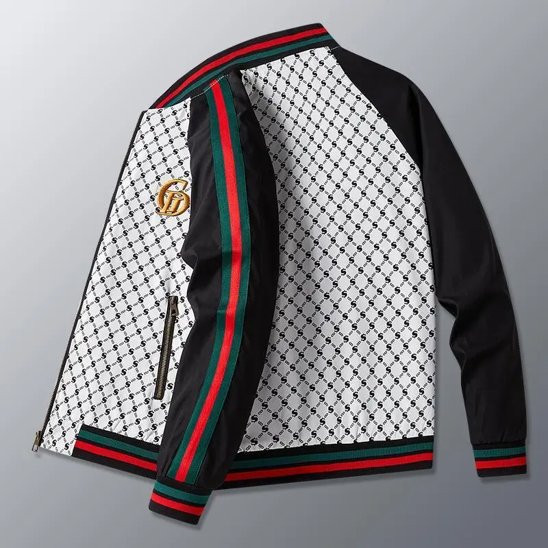 2025 New Spring and Autumn Men's Jacket Trendy Fashion Printed Jacket Casual Baseball Suit Menswear Coats Men's Stand Collar Zip-Up Jacket Tops Long Sleeve Multicolor Stripe