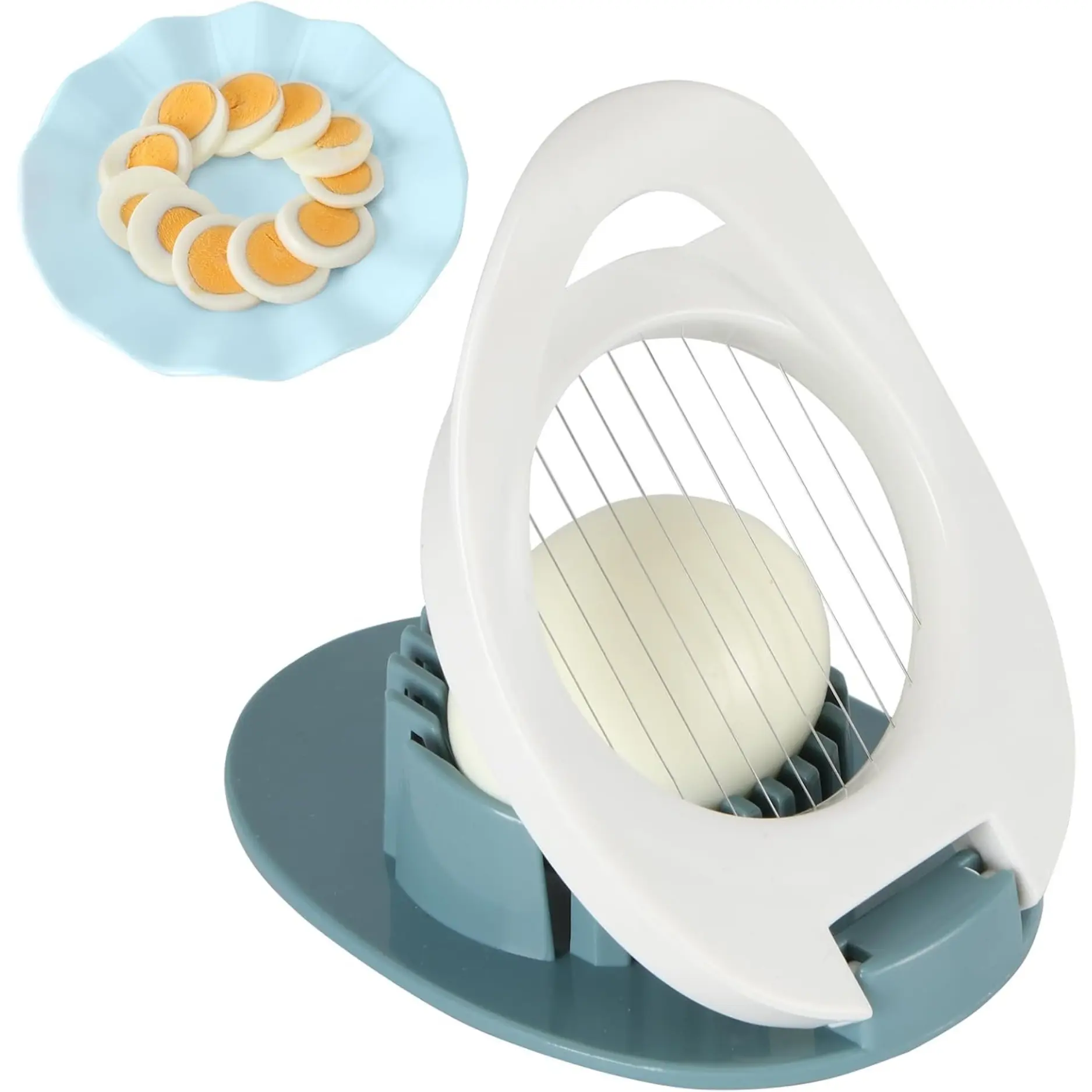 Egg Slicer & Dicer for Hard Boiled Eggs, Heavy Duty Cutter Dicer with Stainless Steel Wire, Cuts Kiwis, Strawberries, & Soft Fruits Effortlessly, Easy Clean Kitchen