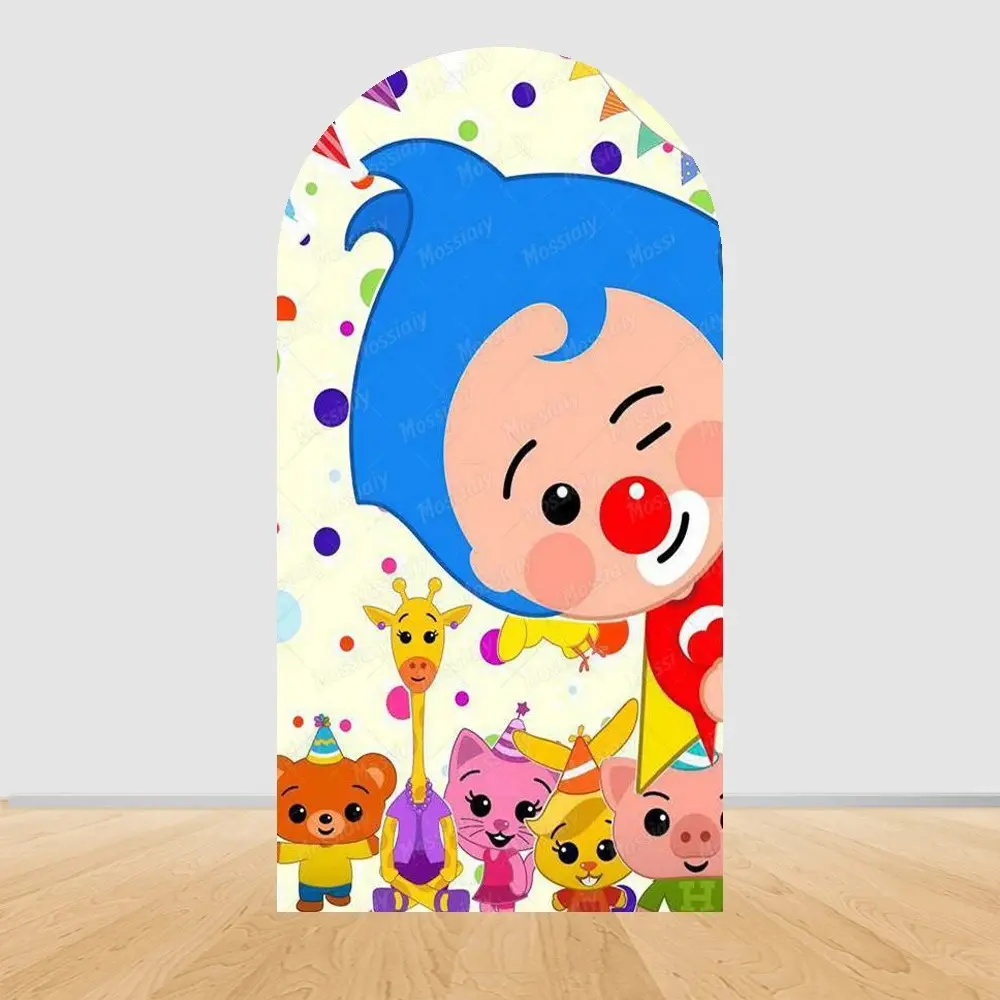 Cute Plims Arched Photography Background Set Elastic Material Children's Birthday Party Banner Cartoon Photo Decoration Supplies