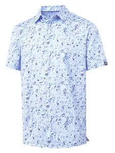 DTWOOO Men's Golf Shirts Short Sleeve Print Performance Moisture Wicking Dry Fit Golf Polo Shirts for Men
