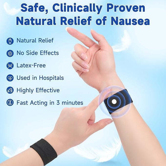 Motion Sickness Bands - 5 Pairs for Nausea Relief, Nausea Wristbands for Car Travel & Morning Sea Flying Travel