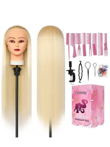 28 Inch Synthetic Fiber Doll Head Training Model, DIY Braiding & Hair Styling Practice Tool, Hairstylist Training Kit, Unisex Adult Use