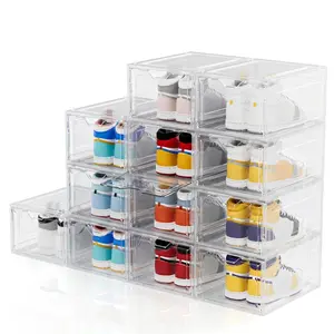 DELAMU 12-Pack Shoe Box Storage Set, Transparent Shoe Organizer, Stackable Dustproof Room Storage Storage Organization, Thickened Flip-Top Lid, For Dorm Apartment Bedroom Gifts Boyfriend, Stock Up Home Finds