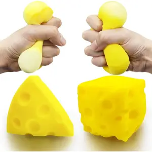 ZTATU Cheese Squishy Fidget Toys Stress Balls for Adults (2PCS) Cheese Squeeze Stress Ball Sensory Fidget Toys, Stress Relief Gifts Party Favors Easter Basket Stuffers