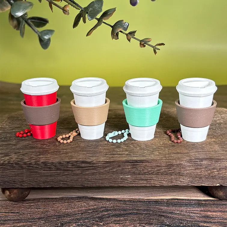 Latte Clicker Cup Keychain – Cute Coffee Fidget Toy | White, Matcha & Red Cup Options | Smiley Stress Relief Clicker