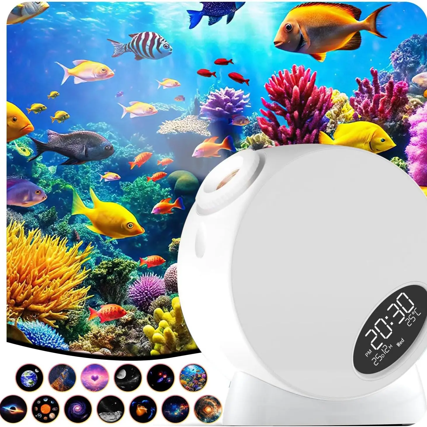 1 Pcs Galaxy Projector for Bedroom, Planetarium Star Projector Atmosphere Ambient Night Light with 13 Projection Discs, Noise Timer & Clock Display, Kids & Adults Decor