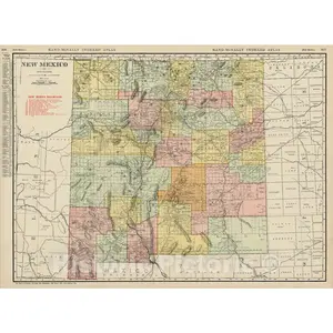 New Mexico - Railroad Map, 1911 | Historical Map Print