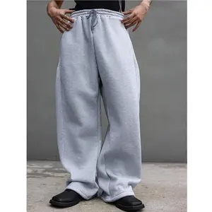 Drawstring Waist Winter Warm Straight Wide Leg Baggy Pants Workout Athletic Sweatpants with Pocket Casual Fit