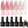 Beetles Builder Gel for Nails, 7 in 1 Strengthener Gel Builder for Nails, Jelly Clear Pink Nude Hard Gel Builder Gel for Nail Apex Nail Thickening Extension Gel Soak Off Uv for Women Manicure