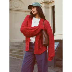 Abner Cable Cardigan Red