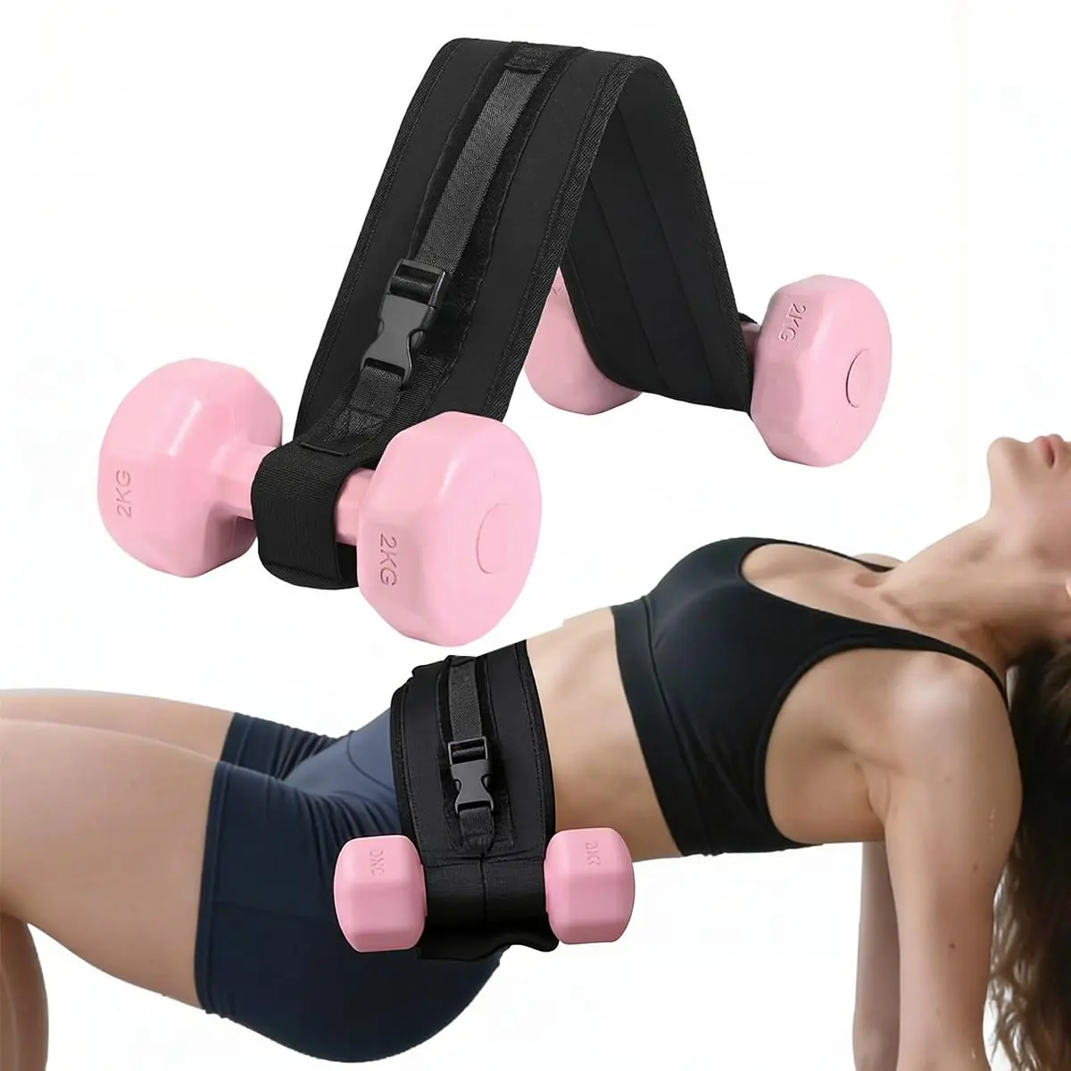 Dumbbell Hip Thrust Weight Belt, Adjustable  Hip Training Belt with Anti-slip Padding, Comfortable Hip Thrust Belt for Home and Gym Workouts