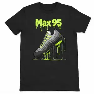 100% cotton T-shirtAM 95 Big Bubble Neon Yellow Black Cool Grey 2026 OG T Shirt match Dipping Shoe Unisex Streetwear