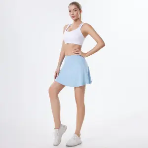 Women’s solid-color high-waisted sports skirt, anti-glare tennis fitness skirt with zippered pocket — GARMENTARY Sports Skirt 011 Golf Skirt
