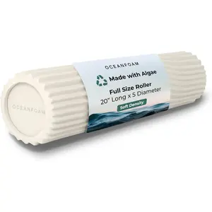 Oceanfoam Soft Tidal Roller (Natural) - Low Density Foam Roller for Physical Therapy, Back Pain, Exercise & Stretching - Wave Textured - Yoga, Athletics, & Wellness - Full Size, 20" x 5"