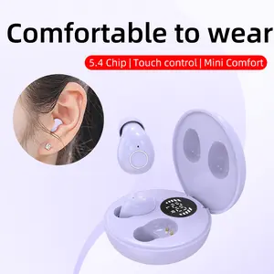 Invisible mini wireless earphones, 5.4 Bluetooth sleep noise cancelling earphones, LED high-definition digital display screen, ultra long battery life, fast connection and touch operation, suitable for fitness, sleep and work