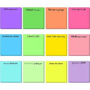 12 count Snarky Office Sticky Notes Funny Note Pads Work Sucks Complaining Quotes  Negative Passive Office Notepads Teacher Appreciation Gifts Adhesive Memo Pad for 3 x 3 Inch(Stylish Style)