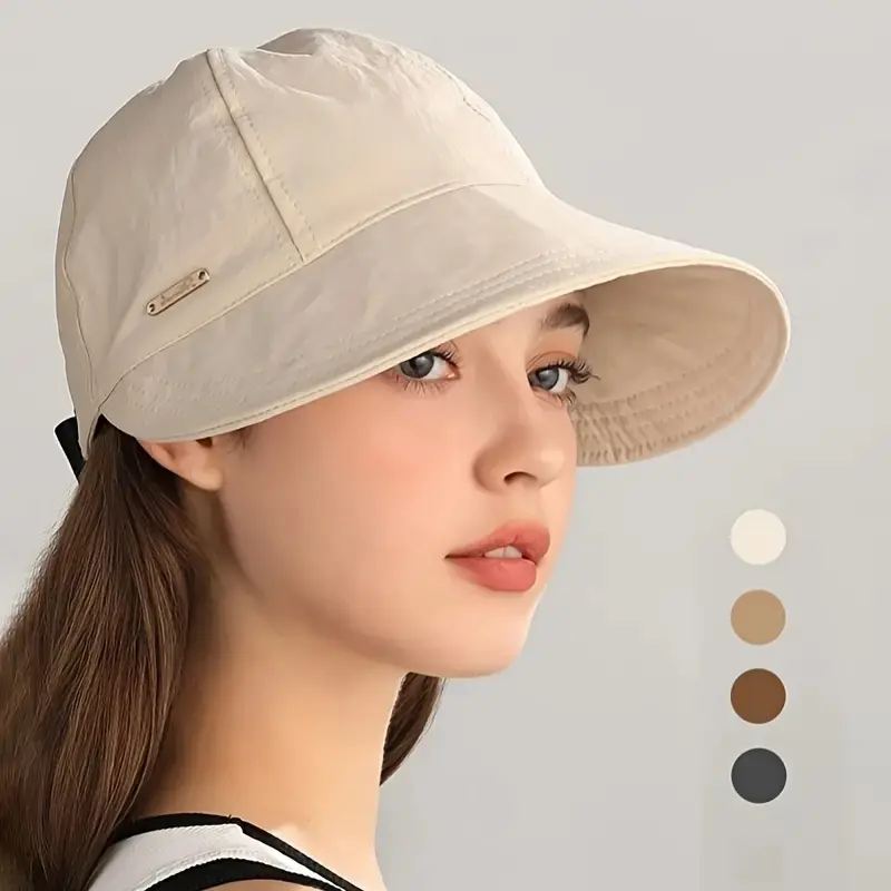 Women's Casual Wide Brim Sun Visor Hat - 1/2/4 Pack, UPF 50+ UV Protection Female Open Top Cap for Ponytails, Golf, Beach Hat Singles