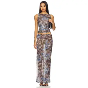 superdown Concha Maxi Skirt Set in Blue Multi
