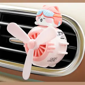 Cartoon Pilot Car Air Freshener, Detachable Head, Vehicle Perfume Diffuser, Rotating Propeller Design, Ac Vent Decoration