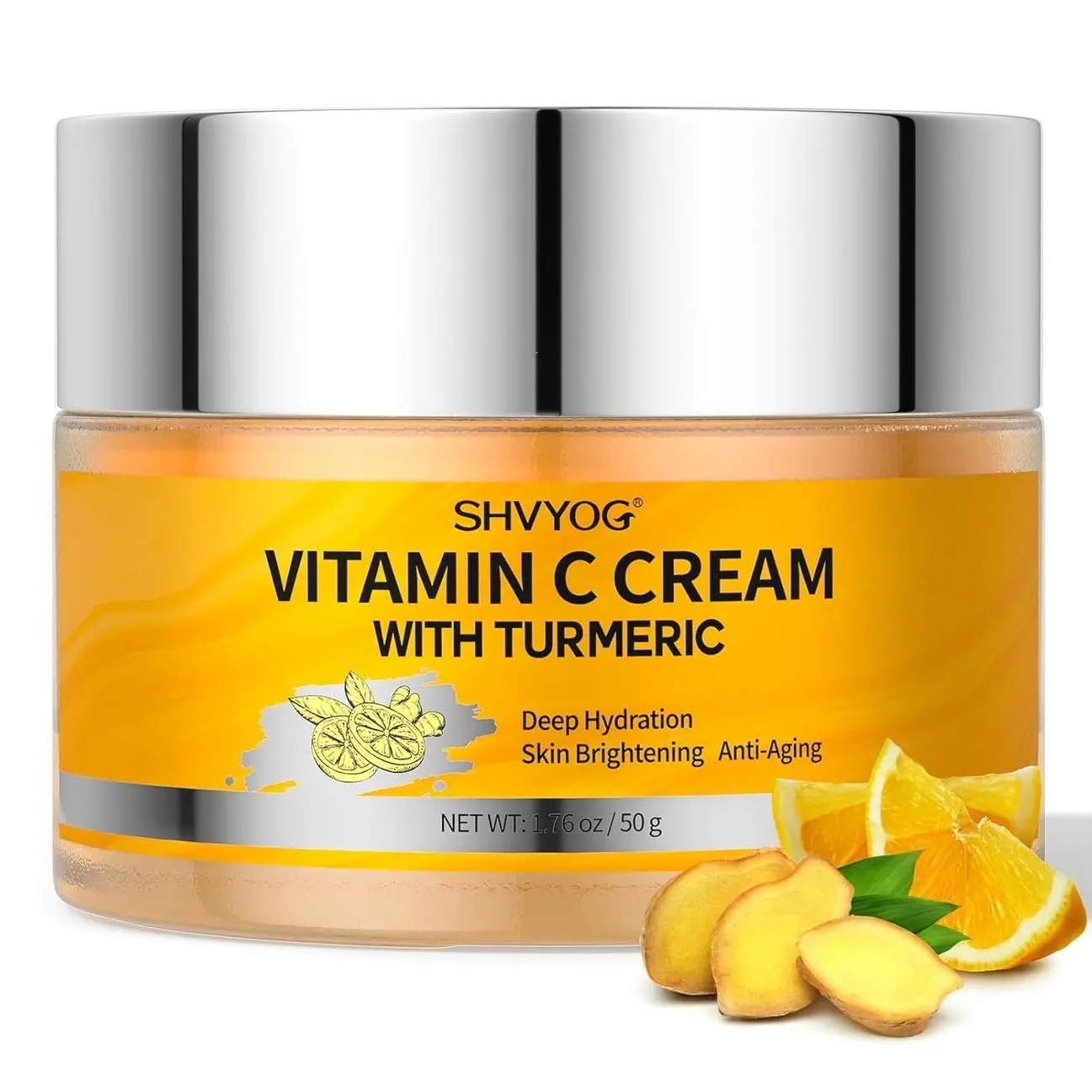Vitamin C Face Moisturizer, Turmeric Face Cream, Anti-aging Hydration Skin Firming & Brightening Cream for Dark Spots, Wrinkles, Uneven Skin Tone, Vitamin C Lotion for Instant Glow, 1.76 OZ