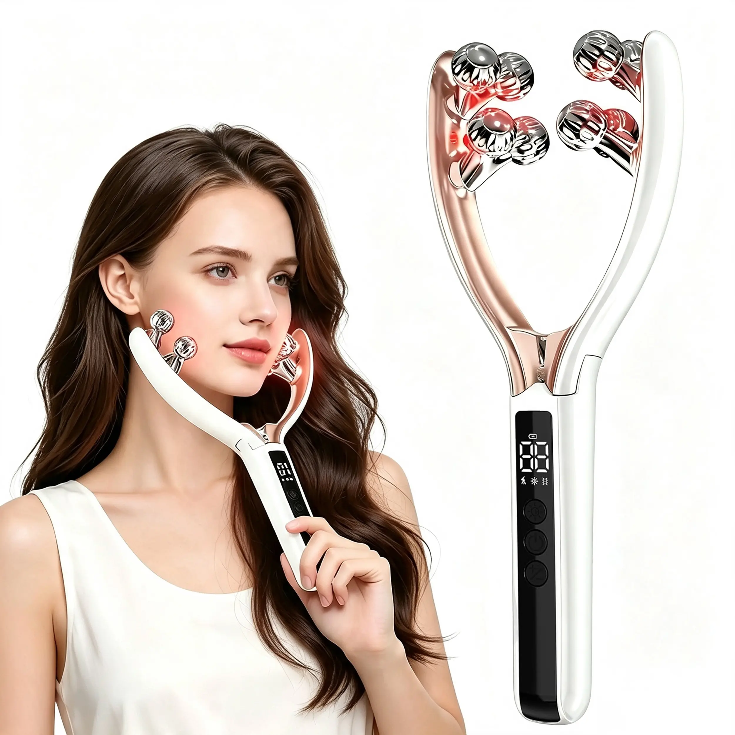 Face and Neck Massager, Cordless Electric Facial Roller for Cheeks, Jawline and Neck, Rechargeable Facial Massager for Face and Neck, Home and Travel Skincare Tool, Perfect Gift for Women