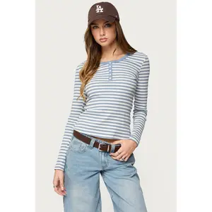 Roma Striped Henley Top