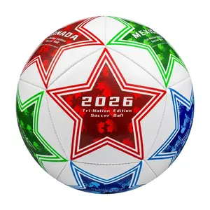 Tri-Nation Stars Ball, High-Durability Soccer Ball Size 5 - 2026 North American Tournament Commemorative Football - Tri-Nation Design, Professional Football Training Equipment for Youth & Adults, Ideal for Indoor & Outdoor Ball Sports
