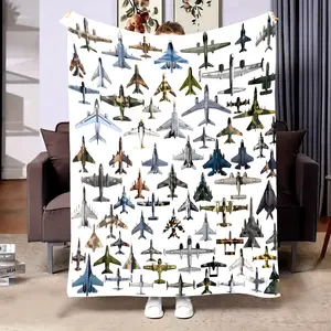 Military Airplane Fleece Throw Blanket - Soft, Comfortable, and Lightweight for Sofa, Bed, Travel - All-Season Use - Perfect Gift for Birthdays, Holidays, and Christmas, Travel Accessory | Aircraft Print Design | Polyester Flannel