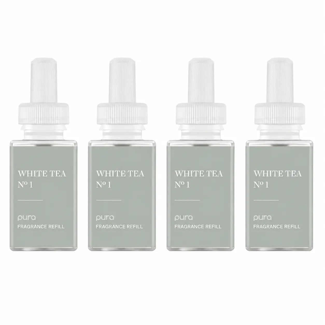 Pura Home Diffuser Refill, 4 Pack, White Tea No. 1 | Scent Refill for Pura Home Smart Plug-In Wall Diffusers, Clean and Safe, Long-Lasting Fragrance for Home and Office