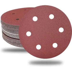 50 count 9 Inch 6 Hole Drywall Sanding Discs Set -10 Each of 60 80 120 150 240 Grits, 9" Hook-and-Loop Sandpaper for Electric Drywall Sander