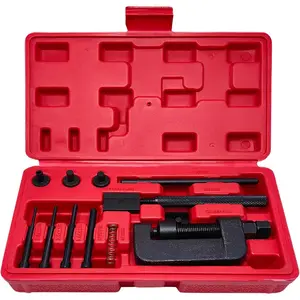 13PCS Chain Breaker Tool Kit with Rivet and Roller Chain Link Removal Tool, Chain Breaker Rivet Cutter Heavy Duty Chain Splitter for Motorcycle, Bike, ATV Chain Maintenance Set
