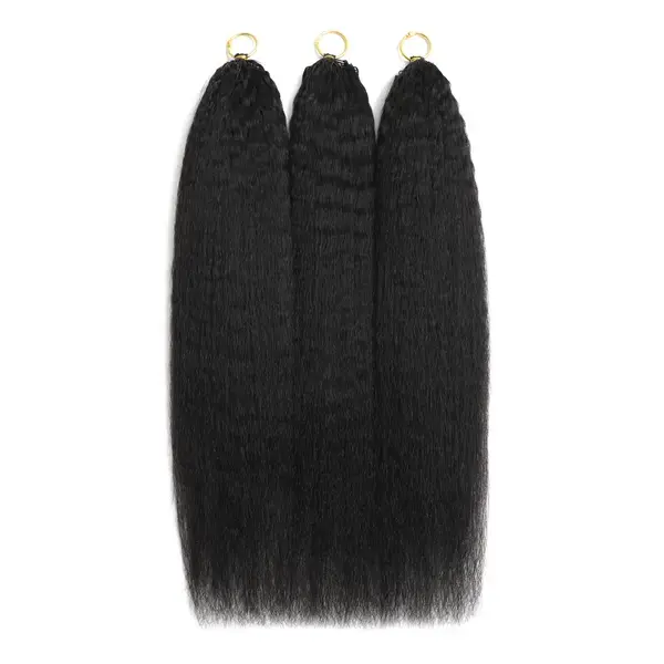 Asakiss Kinky Straight Feather Crochet Human Hair Extensions - Burmese Textures, Miracle Knots Knotless Pre-Separated, 50g/40 Strands Pack, Time-Saving, 4-5 Packs for Full Head, Summer Protective Styles, Bohemian Pieces, Miracle Knots Human Hair, Crochet