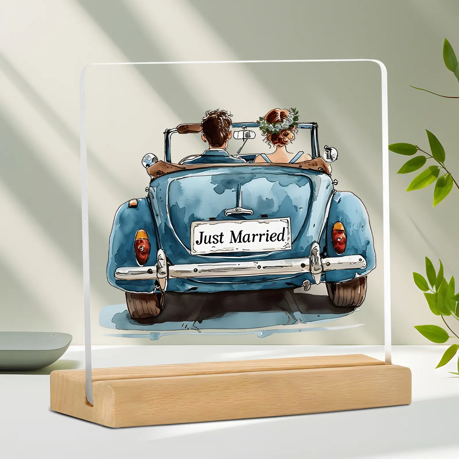 Acrylic Wedding Car Decoration Gift, Simple Farmhouse Office Decor, Sweetheart Table Display, Living Room Desk Layered Organizer