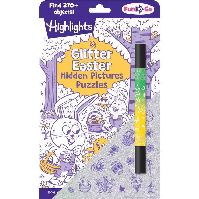Glitter Easter Hidden Pictures Puzzles: Over 370 Hidden Objects in Festive Easter Puzzle Book Featuring Bunnies, Eggs and Flowers, Easter Gift for Kid -- Highlights - Paperback
