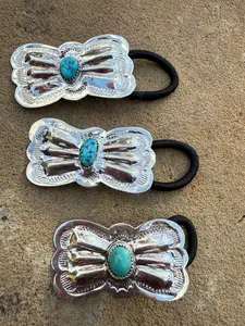 Navajo Turquoise Accent Bow Concho Hair Tie