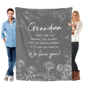 Soft Throw Blanket (50" x 60", Grey) - Grandma Mother's Day Gift, Birthday Gift from Grandkids to Grandmother