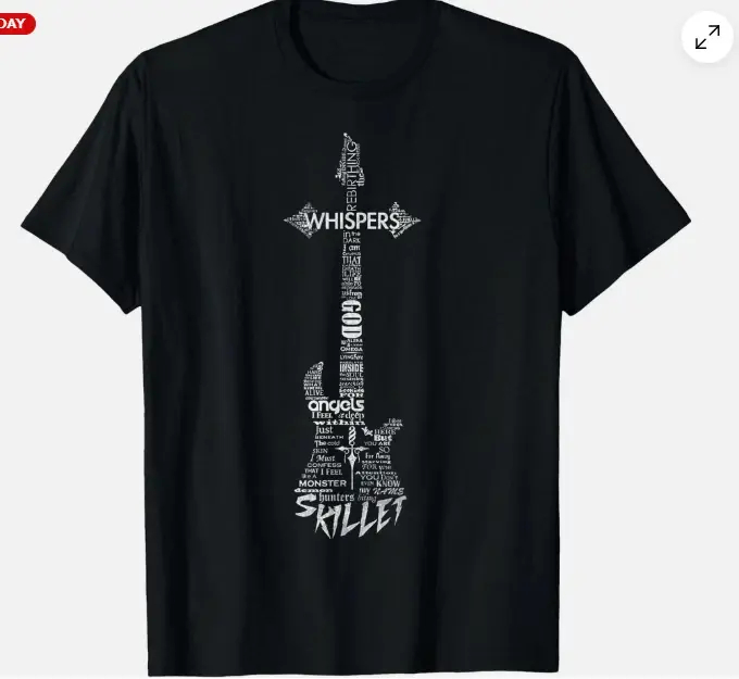 HOT Vintage Skillet Guitar Typography On White Music T-Shirt