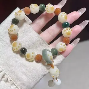 Cat Claw Imitation Bodhi Child Hand String Male and Female Buddhist Beads Handheld Cultural Play Student Finger Spinning Soft Plate Playing Bracelet Accessories jewelry hand  chains