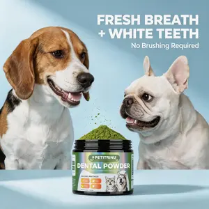 Dog Teeth Cleaning Powder, Dog Dental Powder and Cats Breath Freshener, Plaque Off Pet Tooth Cleaning lab co, Bad Breath & Tartar Remover for Dogs, Dog Teeth Cleaning with Enzymes- 120-Day Supply -Mint