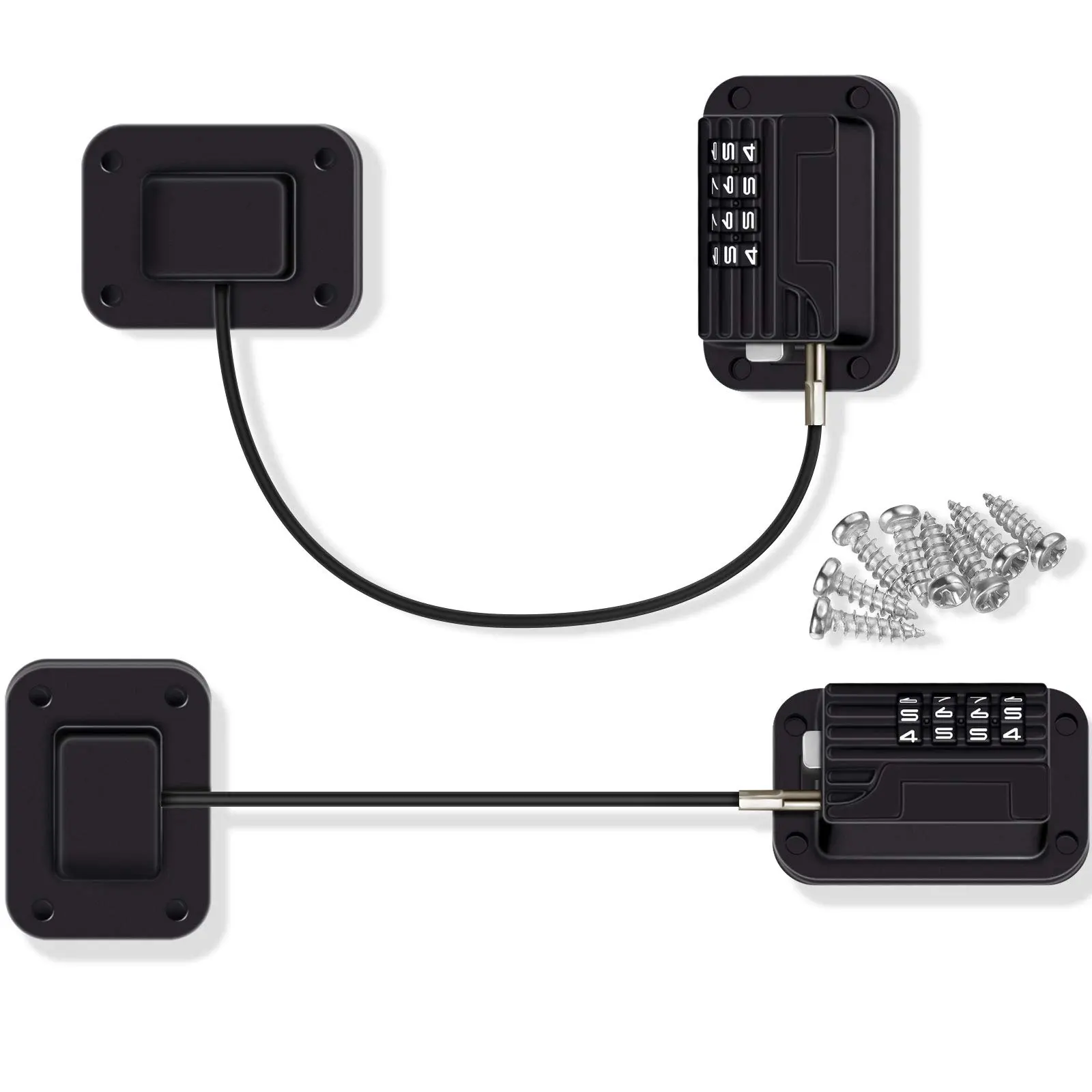 2 Pieces Refrigerator Lock 4 Number Coded Freezer Adhesive Fridge Door Combination Safety Lockstitch for Refrigerators Freezers File Cabinets Drawer Door(Black)