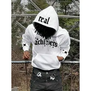 Real Achievers’ Gradient Graphic Hoodie — Hot-Selling Streetwear! Vibrant Color-Block Text + Star Accents, White Base & Relaxed Fit For Urban Casual Style. Trendy Motivational Statement Outerwear.