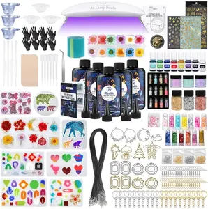Fast Curing UV Resin Jewelry Making Kit – Easily create keychains, earrings, and DIY craft decorations.