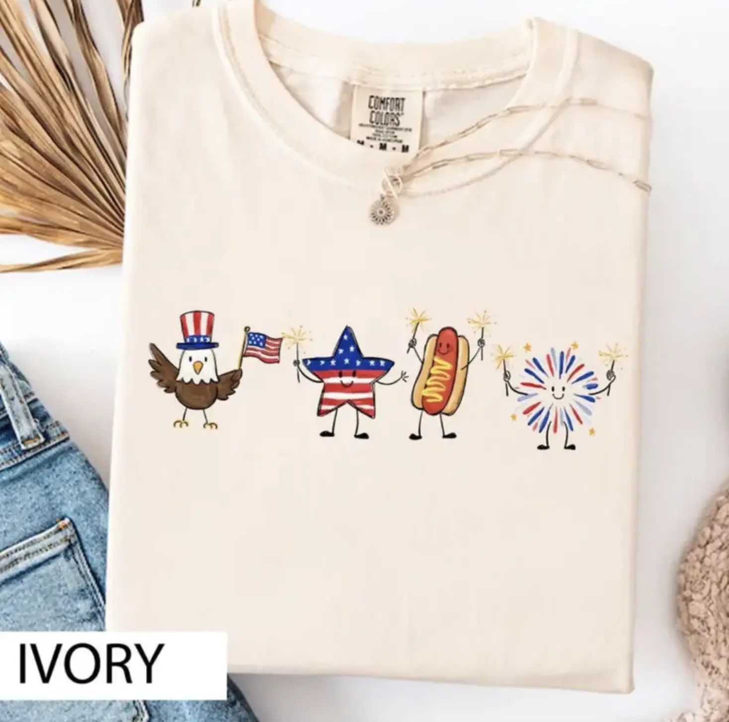 Comfort Colors 4th Of July T-Shirt, Patriotic Eagle Star Hotdog Firework Tee, Funny America T-Shirt, Unisex USA Tee, Independence Day Gift For Women And Men