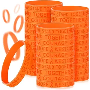 100 count Orange Ribbon Bracelets Leukemia Awareness Bracelet Kidney Cancer  Lymphoma Cerebral Awareness  Wristband for Public Activity Supplies