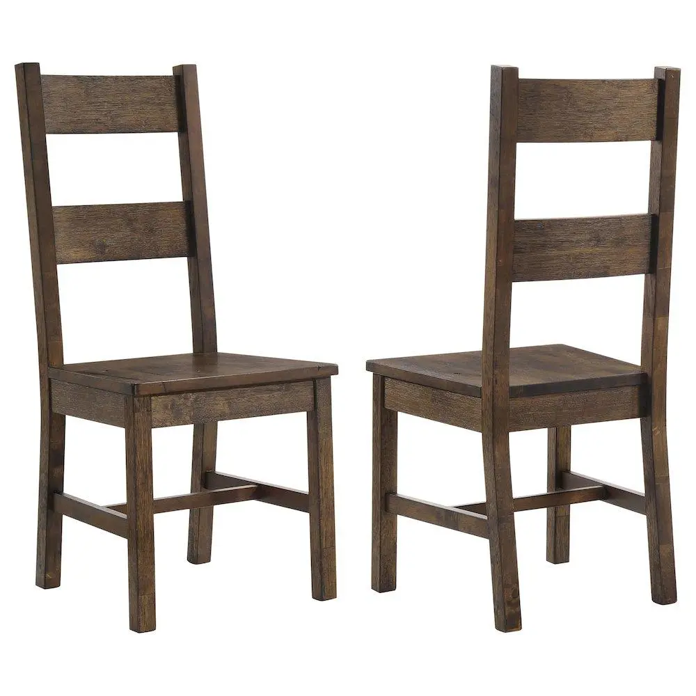 Coleman Traditional Classic Dining Chairs - Rustic Golden Brown Indoor Farmhouse Furniture, Fixed High Backrest (Set of 2), Fixed Back, Farmhouse Look