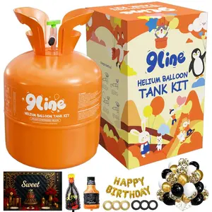 Helium Tank for Balloons At Home 13L Helium Tank,50 Pcs 12-lnch Black&Gold Latex Balloons, 15 Foil Balloons, 1 Happy Birthday5.9X3.6Ft Backdrop,8 Accessory Tools