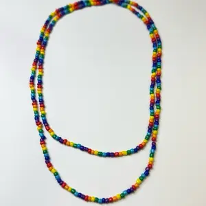 Handmade Multi-Style Glass Seed Bead Necklace 42" Rainbow Pop Bold Multicolor Statement Versatile Lightweight Comfortable Everyday Wear 6mm Beads