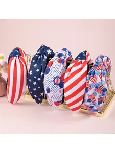 American Independence Day fabric printed headband set, wide edge knotted headband, high-end headband, festive headwear for women