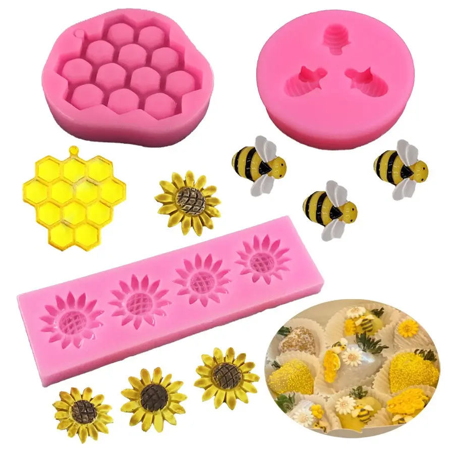 Beehive Sunflower DIY Chocolate Cake Silicone Molds, Decorative Baking Tool Set, Silicone Bakeware Set, Baking Utensils Supplies, Non-Toxic Ca Prop 65 Compliant, Perfect for Home Bakers, Silicone Cake Pan