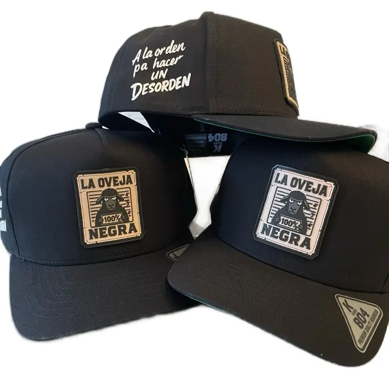 Men's Black Cap - La Oveja Negra Mexican Snapback Baseball Hat with PVC Patch Pride, Adjustable Streetwear Rodeo Outfit Inspo Baseball Drip Fashion Accessory, Hats Snapback, High Quality Hat
